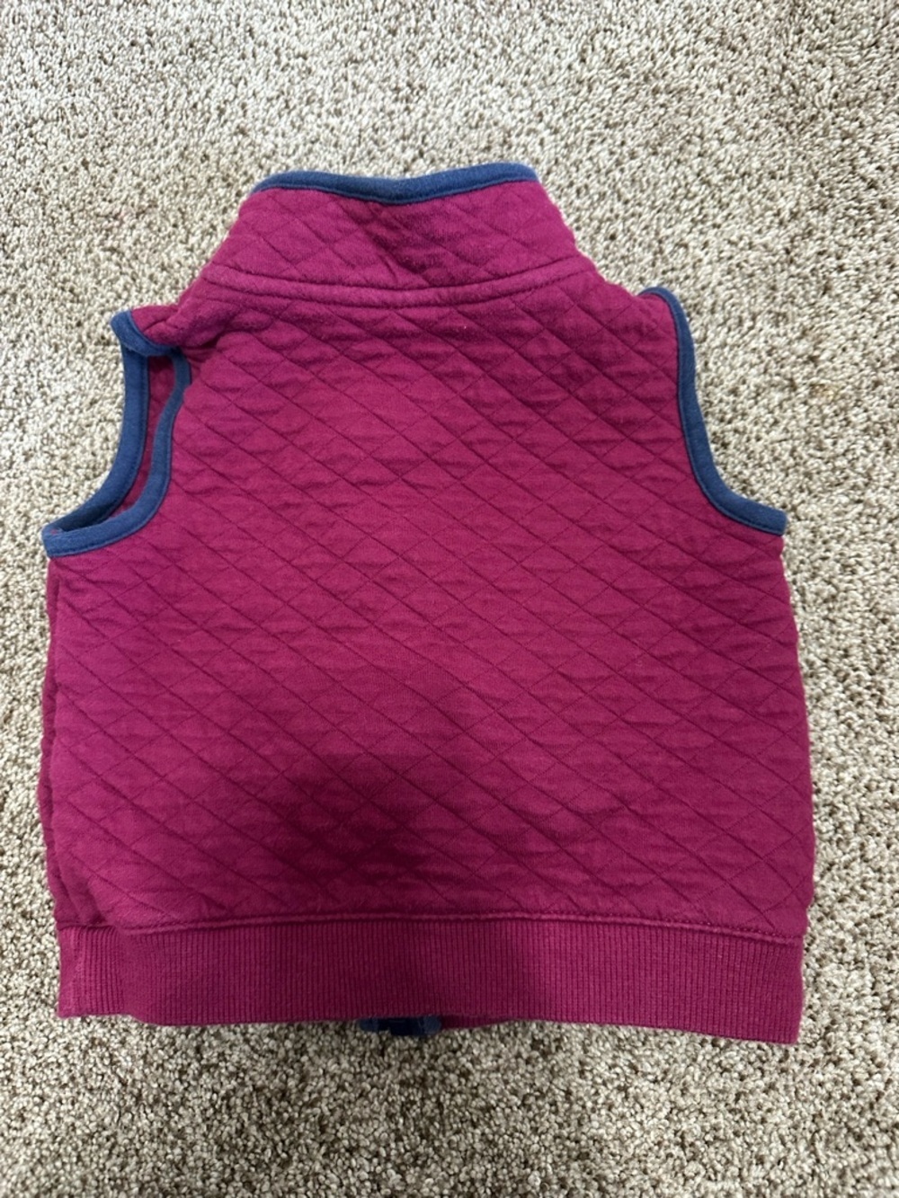 Carter's Quilted Burgundy Vest with Navy Trim - Picture 2 of 9